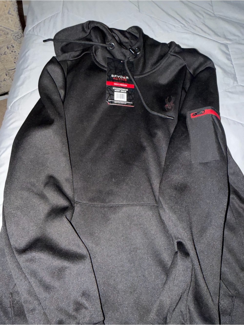 Spyder Black Performance Hoodie Jacket with Red Accent